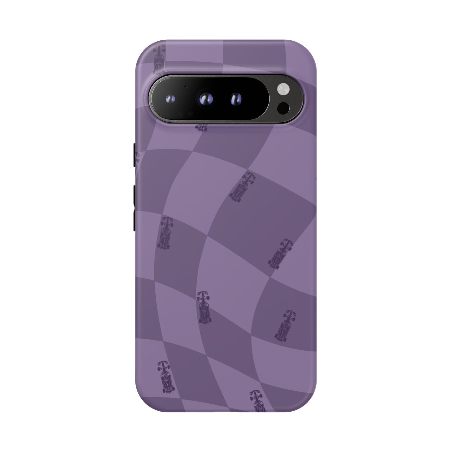 F1 Phone Case Purple Checkered Design, Trendy F1 Gift, Formula 1 Gift, Cute F1 Phone Case, Unique Formula One Phone Case