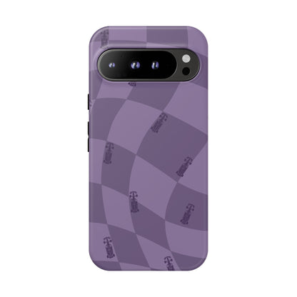 F1 Phone Case Purple Checkered Design, Trendy F1 Gift, Formula 1 Gift, Cute F1 Phone Case, Unique Formula One Phone Case
