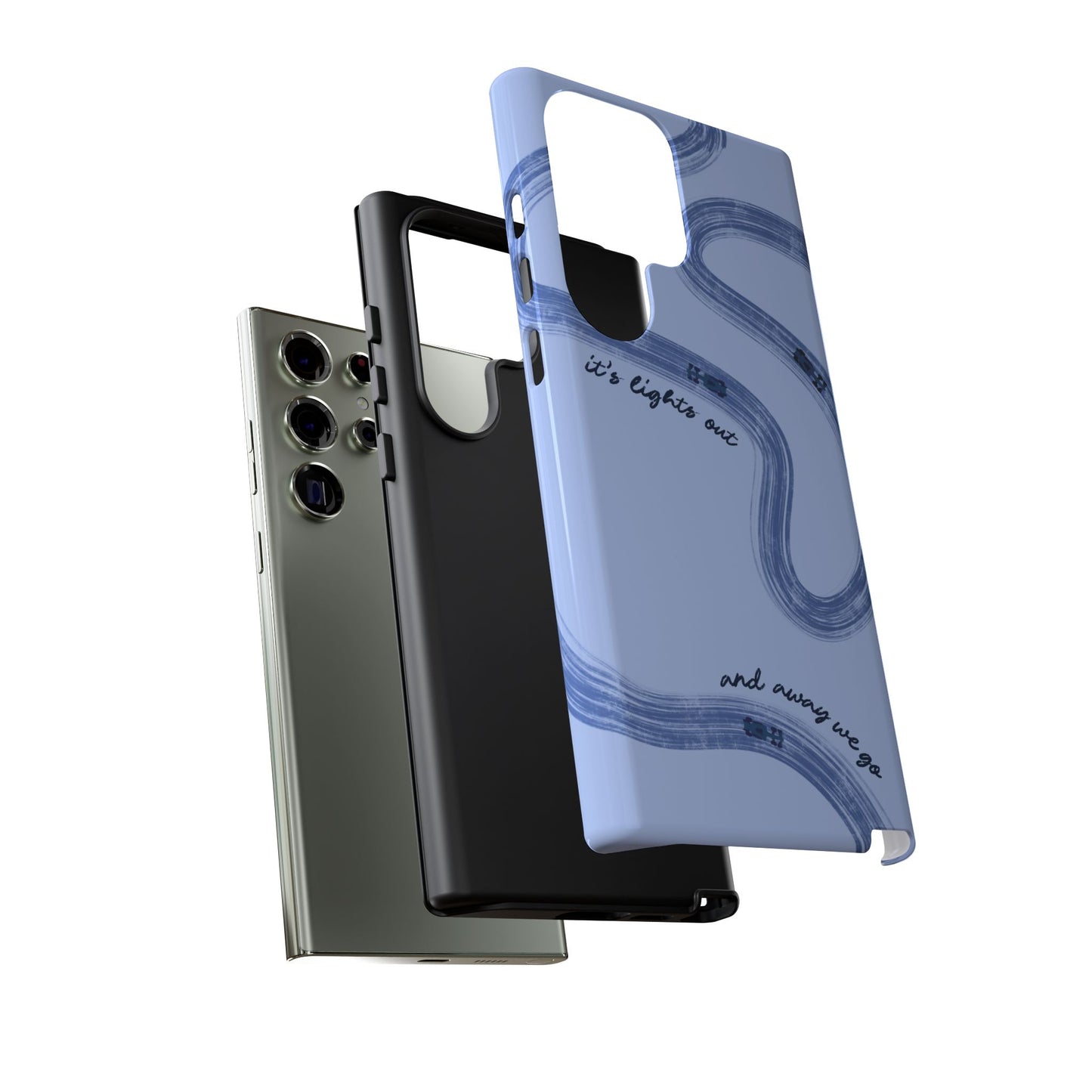 F1 Phone Case Monochrome Blue Painted "its lights out and away we go", Trendy F1 Gift, Formula 1 Gift, Cute F1 Phone Case, Phone Case