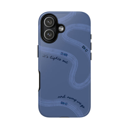F1 Phone Case Monochrome Dark Blue Painted "its lights out and away we go", Trendy F1 Gift, Formula 1 Gift, Cute F1 Phone Case, Phone Case