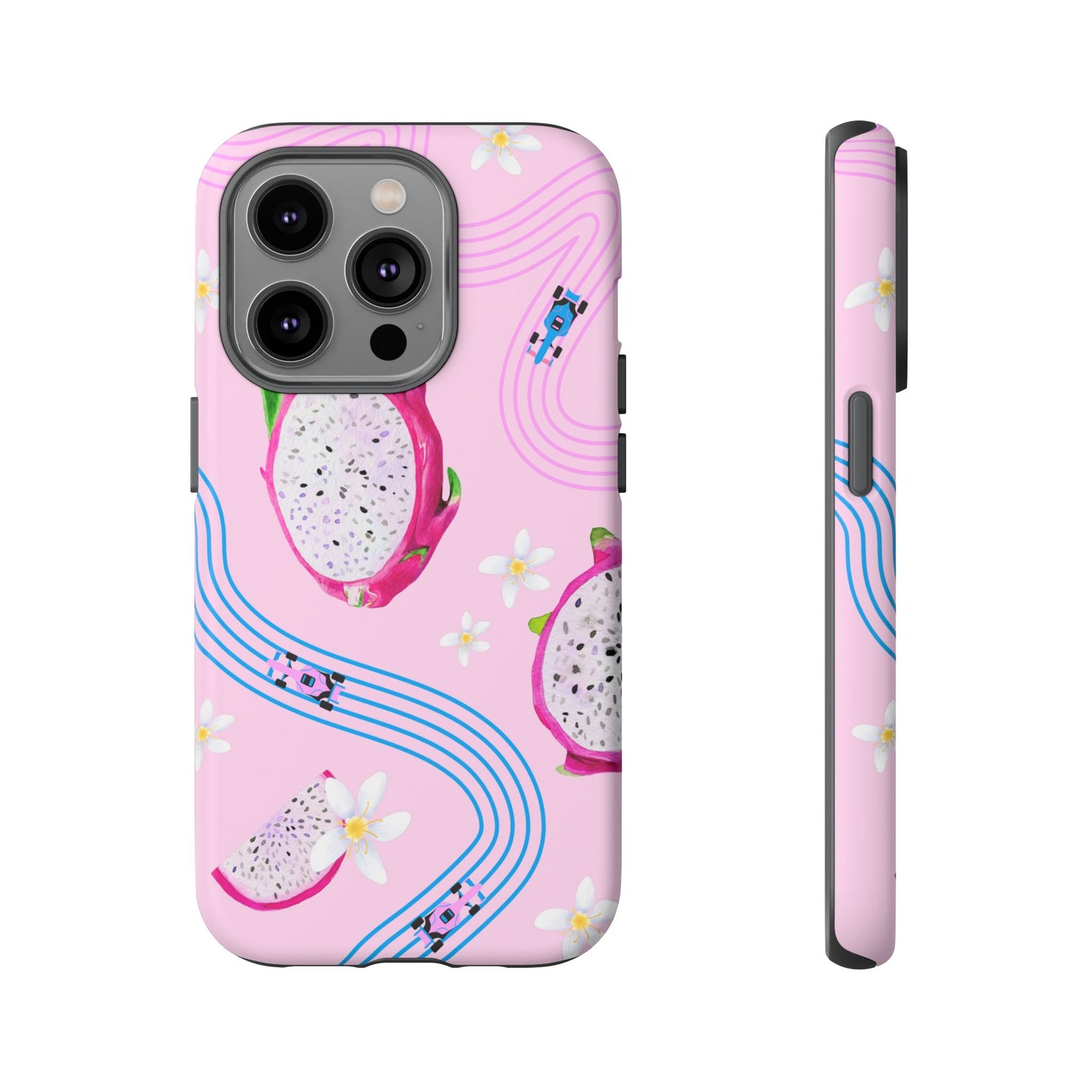 Pink F1 Alpine and Dragonfruit Phone Case, Trendy F1 Gift, Formula 1 Gift, Cute Fruit F1 Phone Case, Unique Phone Case
