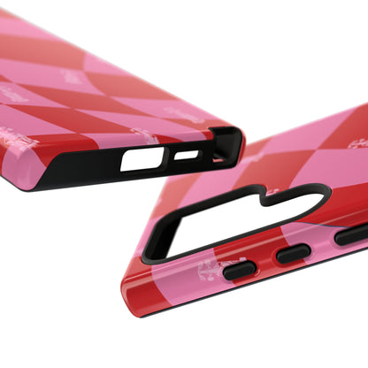 F1 Phone Case Pink and Red Checkerboard Design, Trendy F1 Gift, Girly Formula 1 Gift, Cute F1 Phone Case, Unique Formula One Phone Case