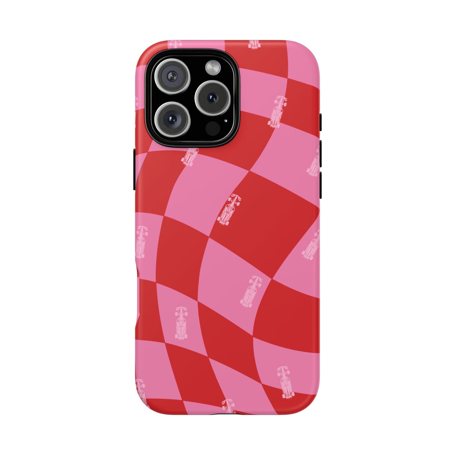 F1 Phone Case Pink and Red Checkerboard Design, Trendy F1 Gift, Girly Formula 1 Gift, Cute F1 Phone Case, Unique Formula One Phone Case