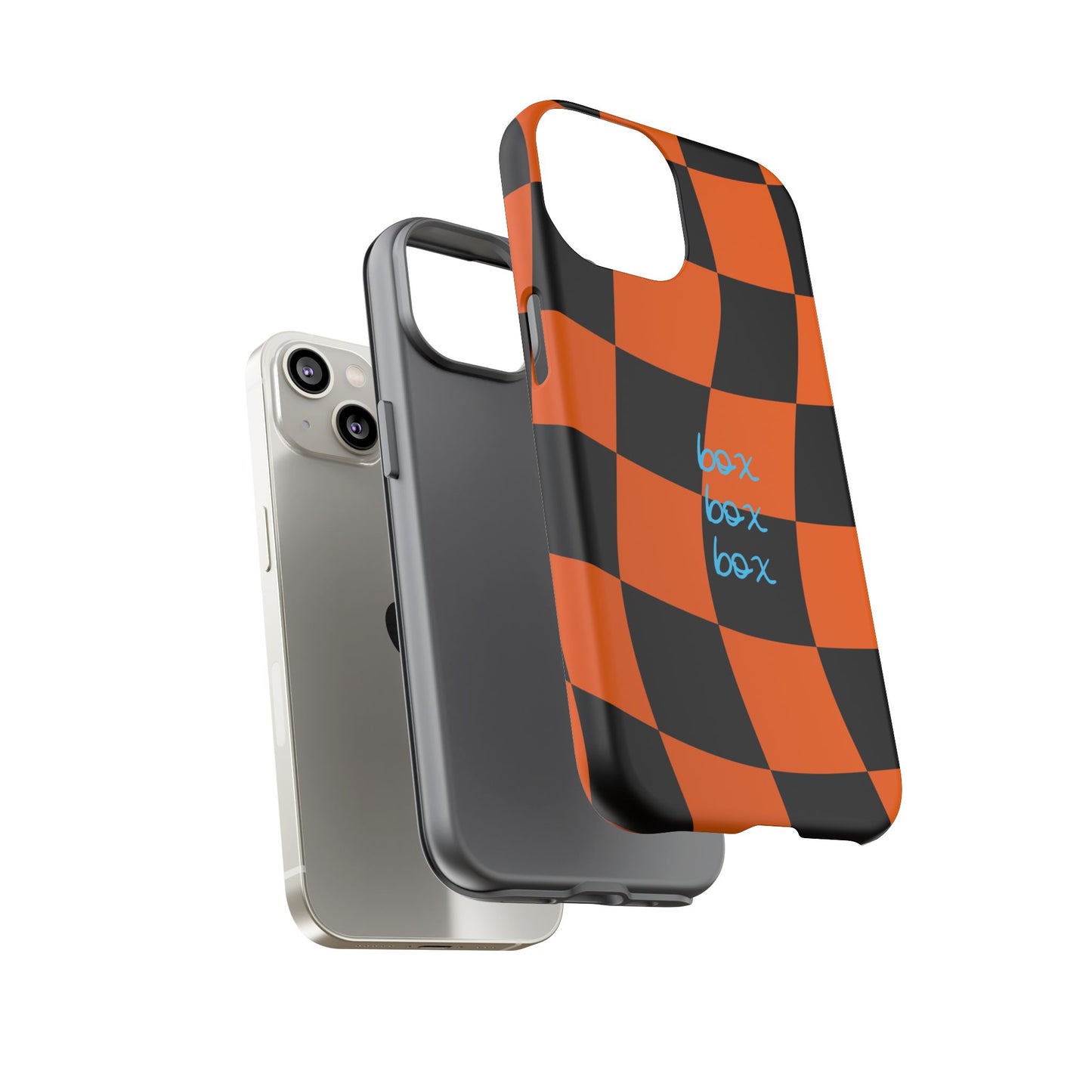 McLaren Orange and Black Checkered F1 Phone Case, Box Box Box F1 Phone Case