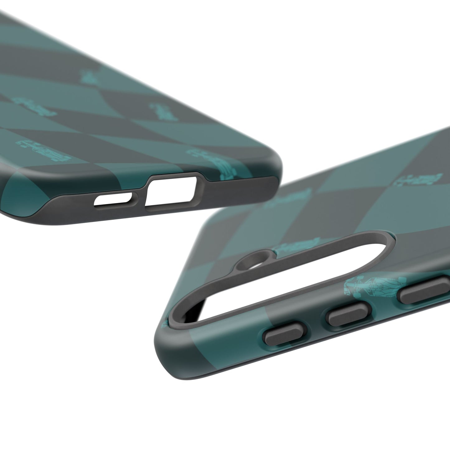 F1 Phone Case Teal Checkered Design, Trendy F1 Gift, Formula 1 Gift, Cute F1 Phone Case, Unique Formula One Phone Case