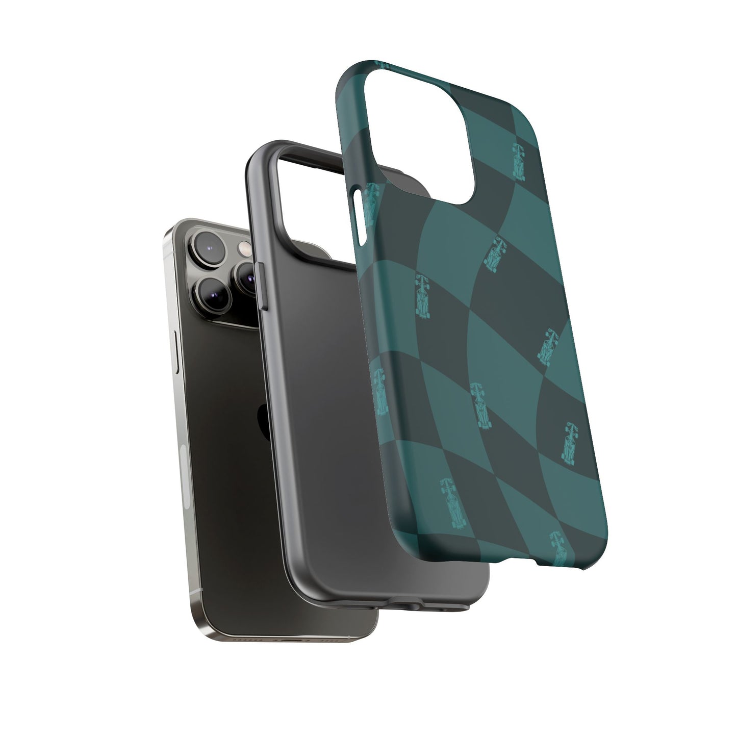 F1 Phone Case Teal Checkered Design, Trendy F1 Gift, Formula 1 Gift, Cute F1 Phone Case, Unique Formula One Phone Case
