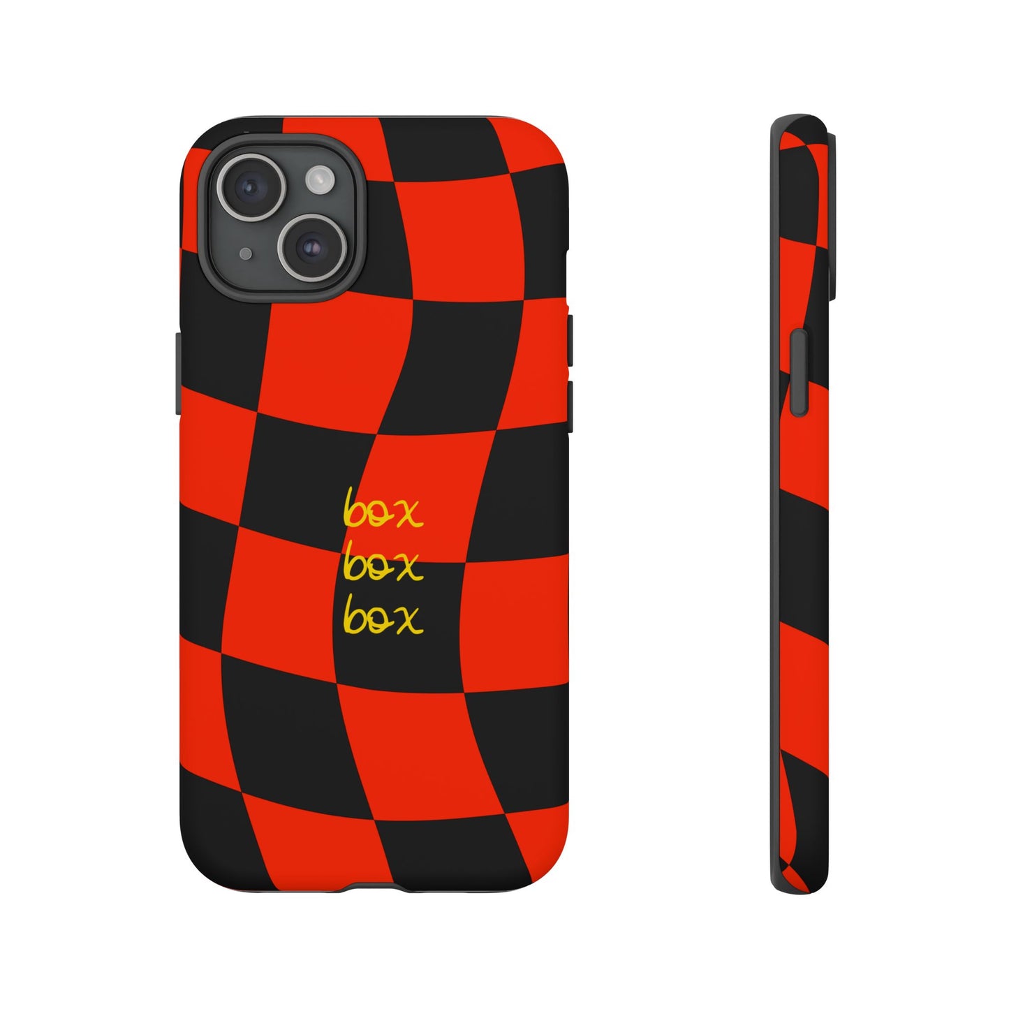 F1 Ferrari Black and Red Checkered Phone Case, Box Box Box F1 Phone Case