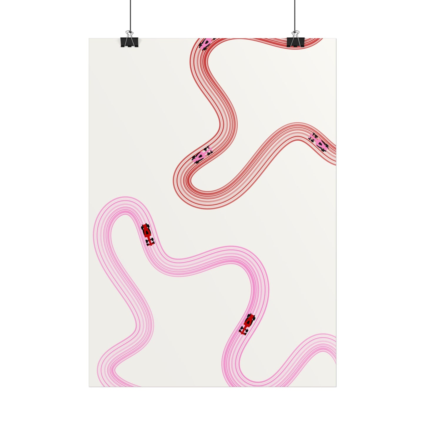 Pink and Red F1 Abstract Art Poster | Minimalist F1 Art - EU Sizing (Physical Print)