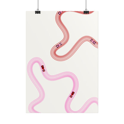 Pink and Red F1 Abstract Art Poster | Minimalist F1 Art - EU Sizing (Physical Print)