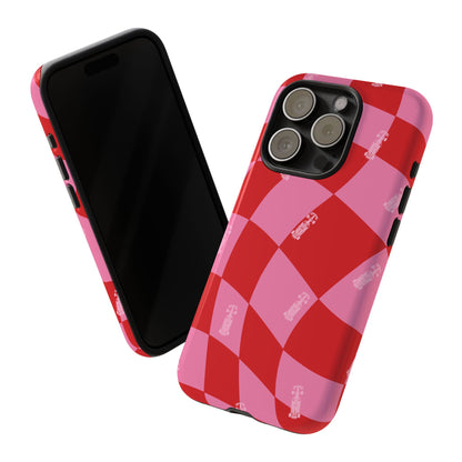 F1 Phone Case Pink and Red Checkerboard Design, Trendy F1 Gift, Girly Formula 1 Gift, Cute F1 Phone Case, Unique Formula One Phone Case