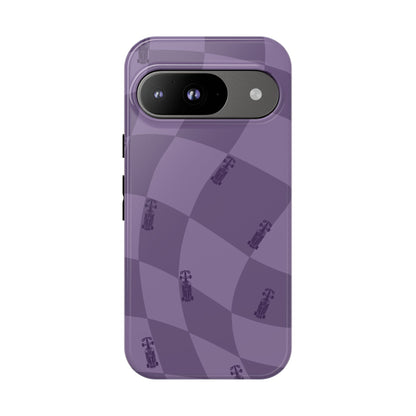 F1 Phone Case Purple Checkered Design, Trendy F1 Gift, Formula 1 Gift, Cute F1 Phone Case, Unique Formula One Phone Case