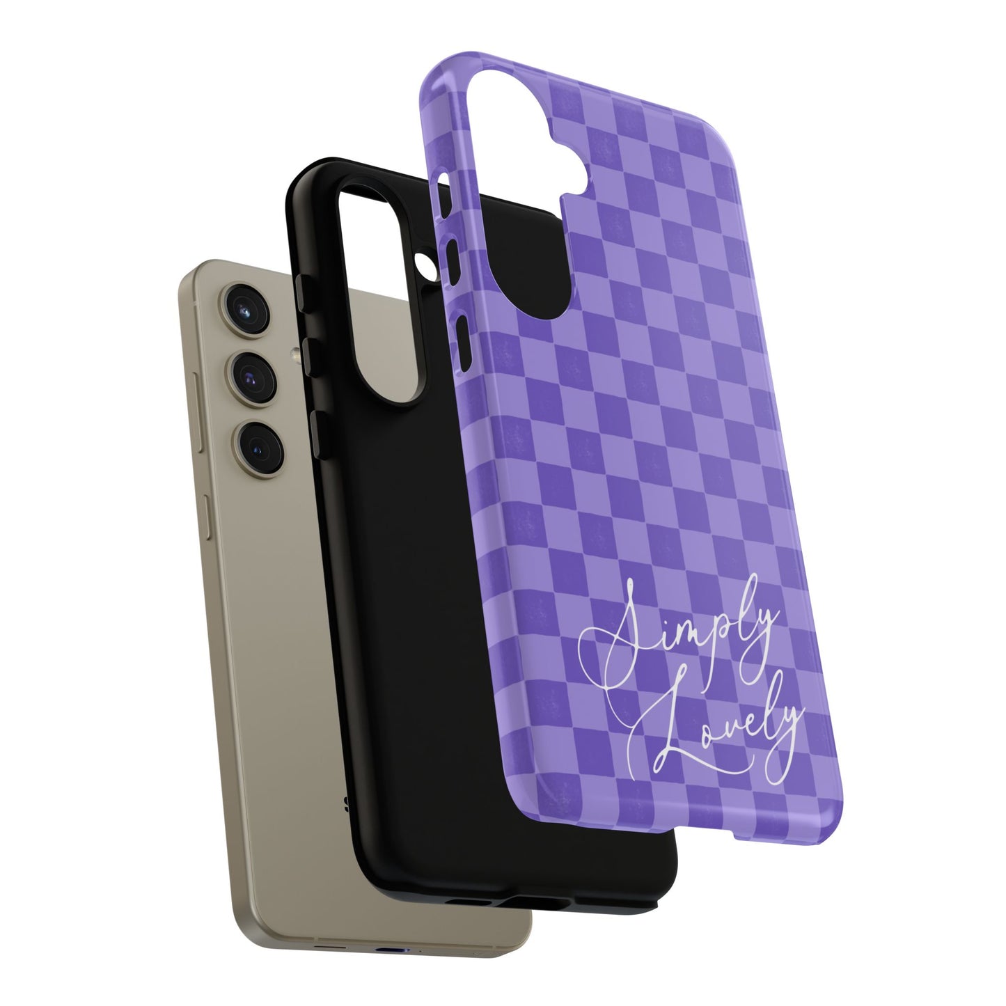 Simply Lovely Purple Checkered F1 Phone Case Design, Trendy F1 Gift, Formula 1 Gift, Cute F1 Phone Case