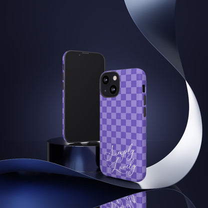 Simply Lovely Purple Checkered F1 Phone Case Design, Trendy F1 Gift, Formula 1 Gift, Cute F1 Phone Case
