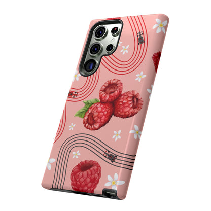 Red F1 Haas and Raspberries Phone Case, Trendy F1 Gift, Formula 1 Gift, Cute Fruit F1 Phone Case, Unique Phone Case