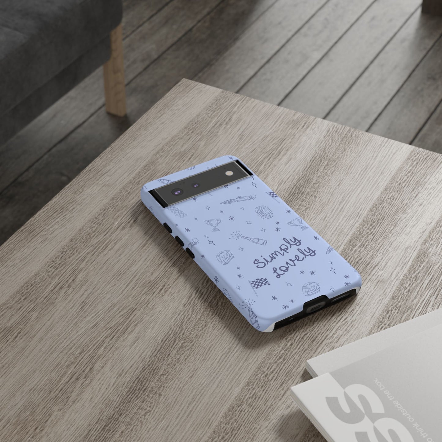Blue Doodle "Simply Lovely" F1 Phone Case Design