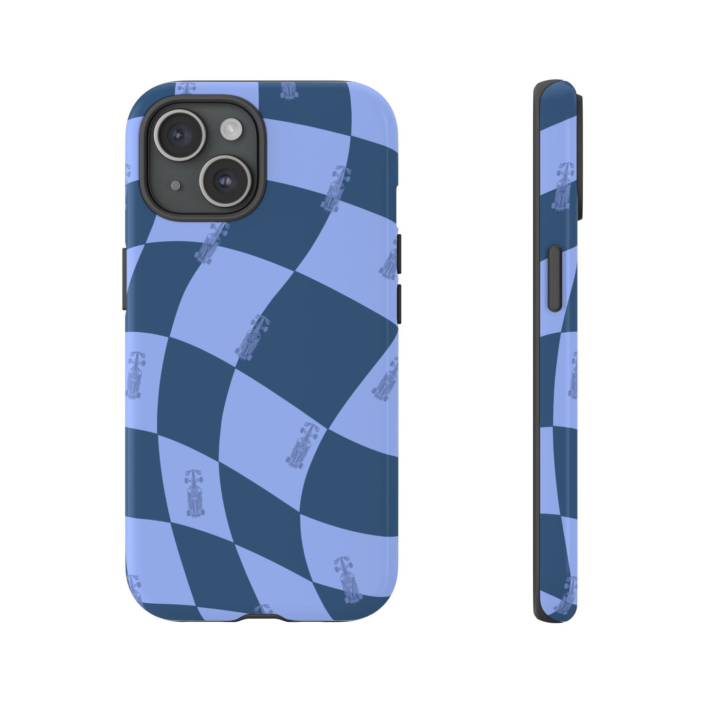 F1 Phone Case Blue Checkerboard Design, Trendy F1 Gift, Formula 1 Gift, Cute F1 Phone Case, Unique Formula One Phone Case