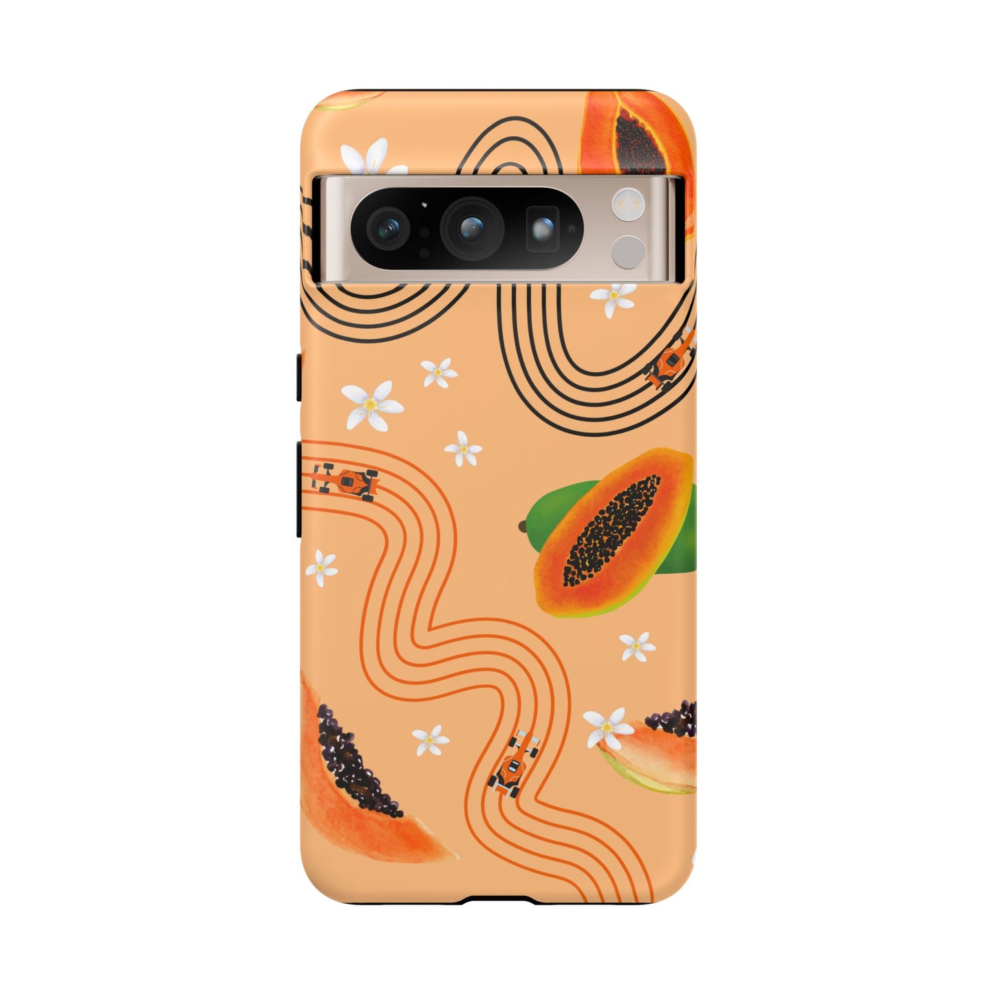 Orange F1 McLaren and Papaya Phone Case, Trendy F1 Gift, Formula 1 Gift, Cute Fruit F1 Phone Case, Unique Phone Case