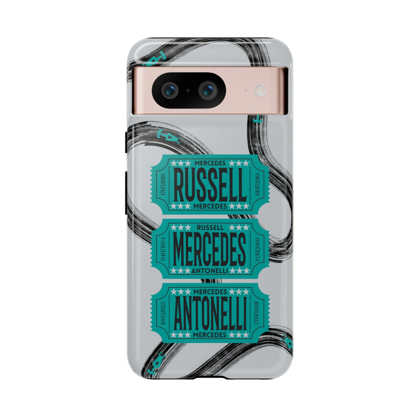 Mercedes F1 Phone Case Painted Ticket Stubs, Trendy F1 Gift, Formula 1 Gift, Cute F1 Phone Case