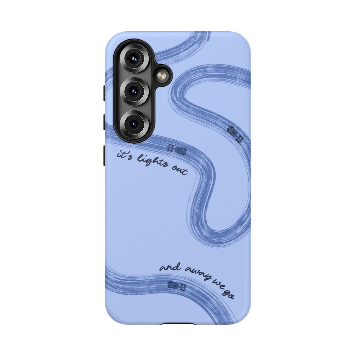 F1 Phone Case Monochrome Blue Painted "its lights out and away we go", Trendy F1 Gift, Formula 1 Gift, Cute F1 Phone Case, Phone Case