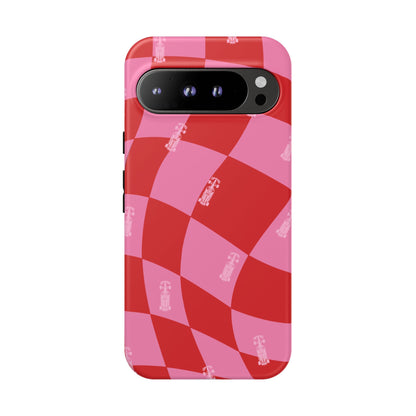 F1 Phone Case Pink and Red Checkerboard Design, Trendy F1 Gift, Girly Formula 1 Gift, Cute F1 Phone Case, Unique Formula One Phone Case