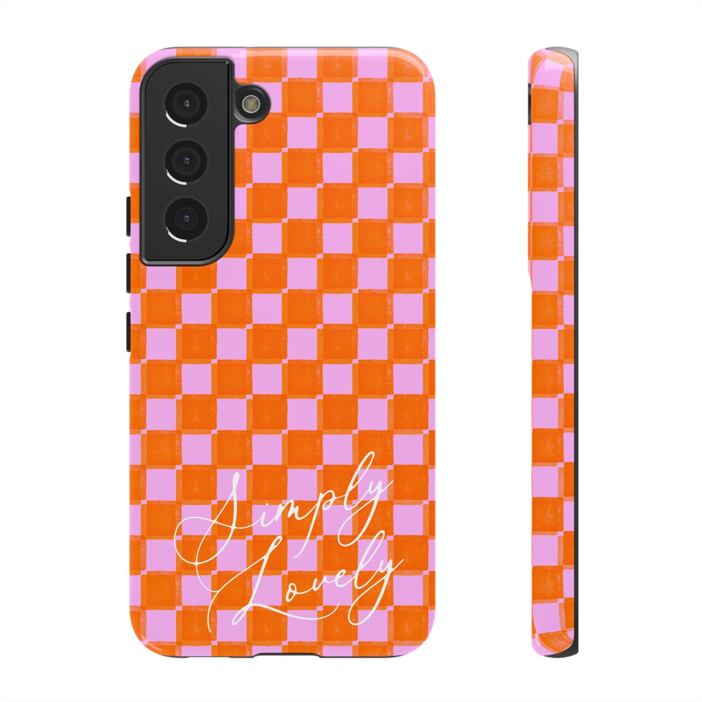 Simply Lovely Orange and Pink Checkered F1 Phone Case Design, Trendy F1 Gift, Formula 1 Gift, Cute F1 Phone Case