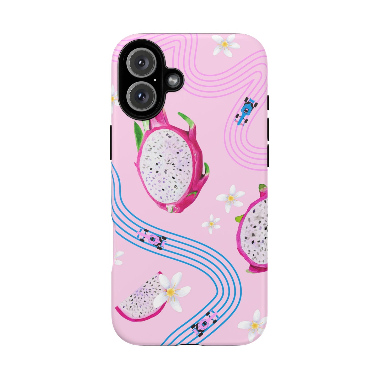 Pink F1 Alpine and Dragonfruit Phone Case, Trendy F1 Gift, Formula 1 Gift, Cute Fruit F1 Phone Case, Unique Phone Case
