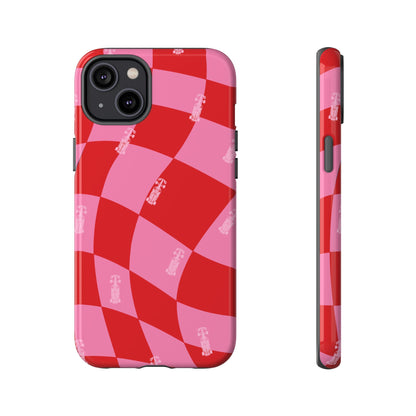 F1 Phone Case Pink and Red Checkerboard Design, Trendy F1 Gift, Girly Formula 1 Gift, Cute F1 Phone Case, Unique Formula One Phone Case