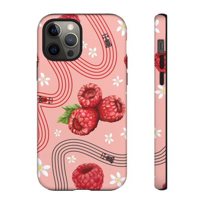 Red F1 Haas and Raspberries Phone Case, Trendy F1 Gift, Formula 1 Gift, Cute Fruit F1 Phone Case, Unique Phone Case
