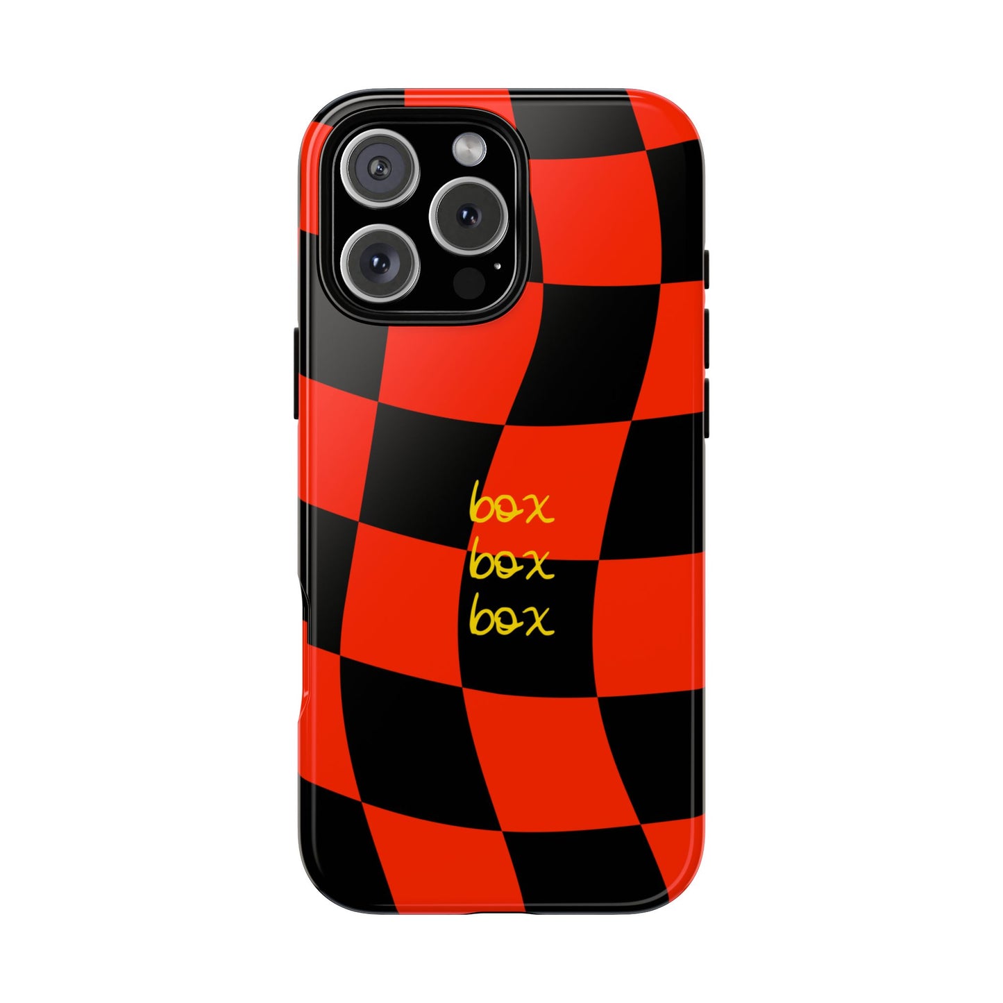 F1 Ferrari Black and Red Checkered Phone Case, Box Box Box F1 Phone Case
