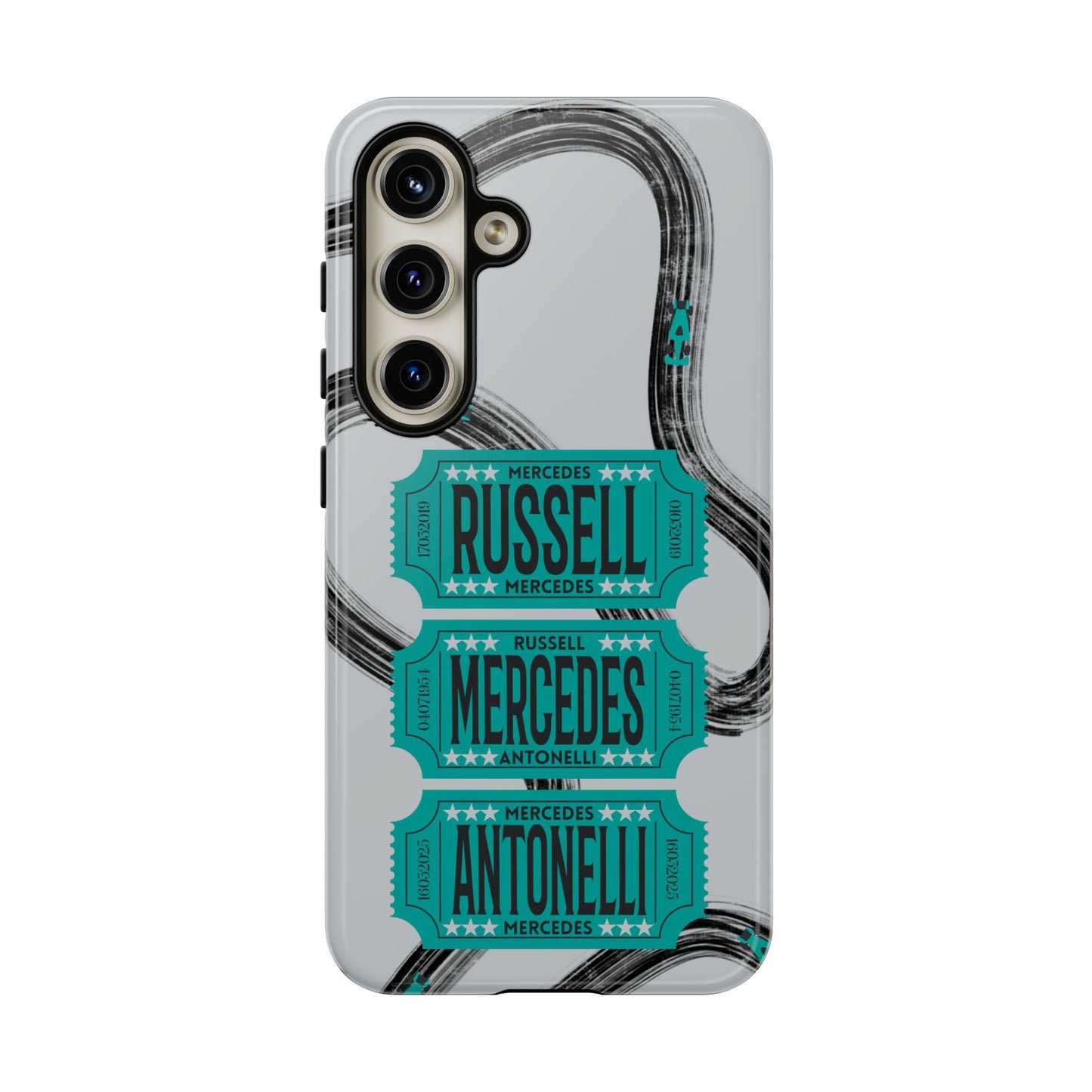 Mercedes F1 Phone Case Painted Ticket Stubs, Trendy F1 Gift, Formula 1 Gift, Cute F1 Phone Case