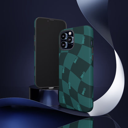 F1 Phone Case Teal Checkered Design, Trendy F1 Gift, Formula 1 Gift, Cute F1 Phone Case, Unique Formula One Phone Case