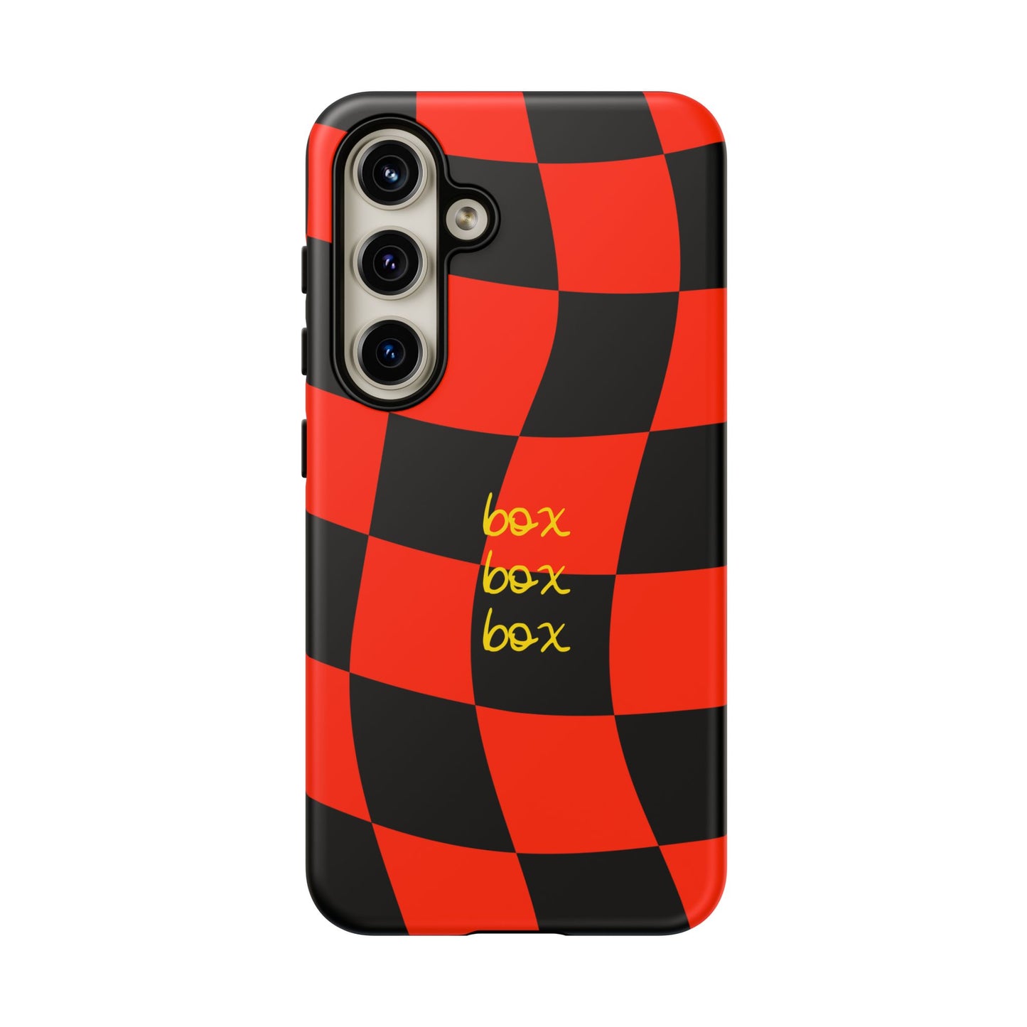 F1 Ferrari Black and Red Checkered Phone Case, Box Box Box F1 Phone Case