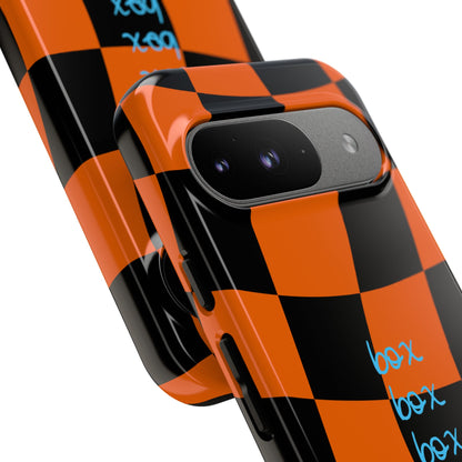 McLaren Orange and Black Checkered F1 Phone Case, Box Box Box F1 Phone Case