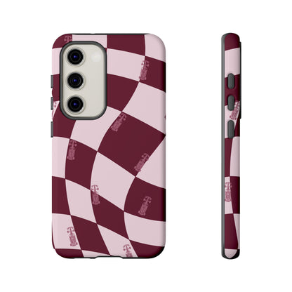 F1 Phone Case Pink Checkered Design, Trendy F1 Gift, Formula 1 Gift, Cute F1 Phone Case, Unique Formula One Phone Case