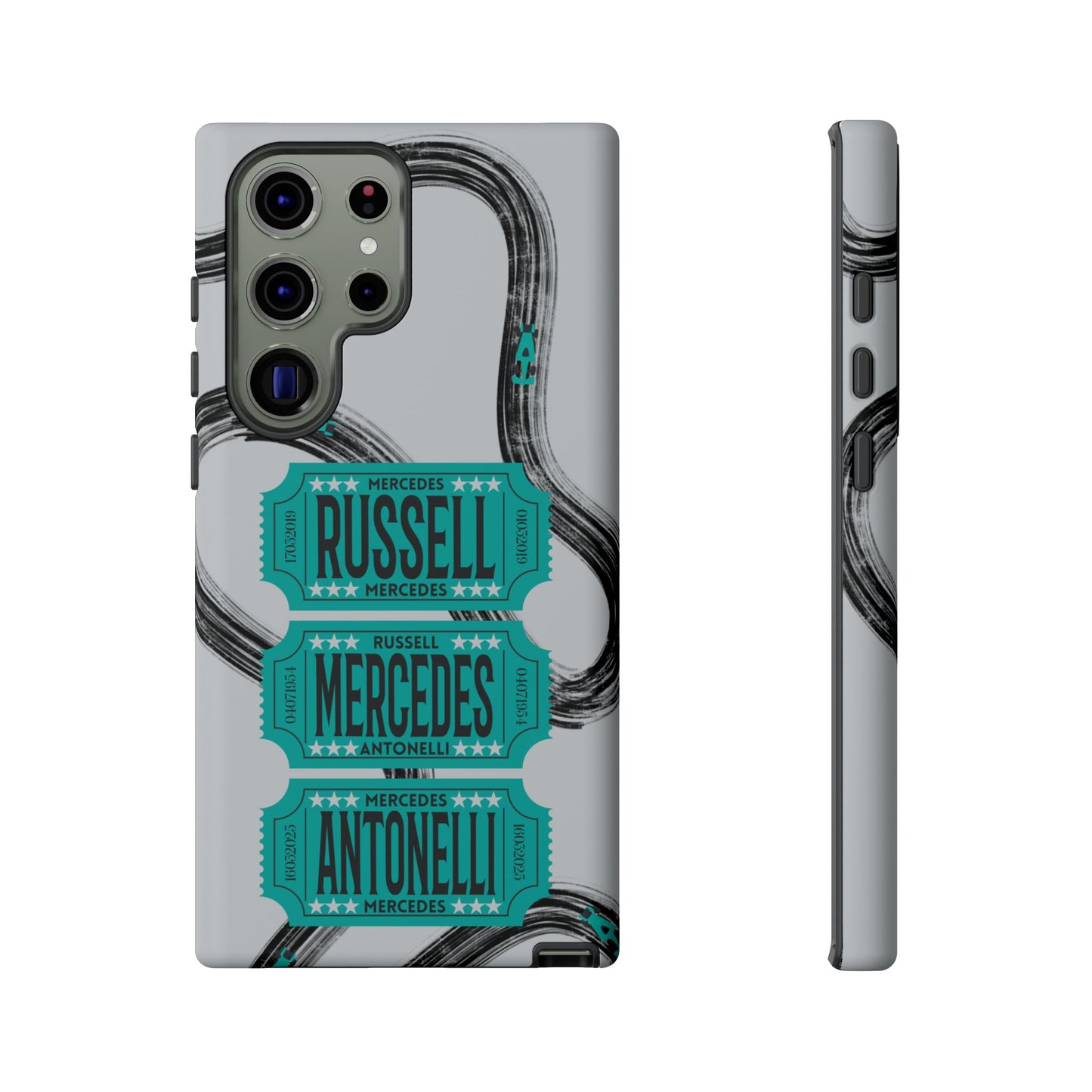 Mercedes F1 Phone Case Painted Ticket Stubs, Trendy F1 Gift, Formula 1 Gift, Cute F1 Phone Case