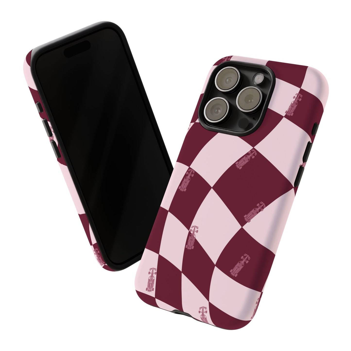 F1 Phone Case Pink Checkered Design, Trendy F1 Gift, Formula 1 Gift, Cute F1 Phone Case, Unique Formula One Phone Case