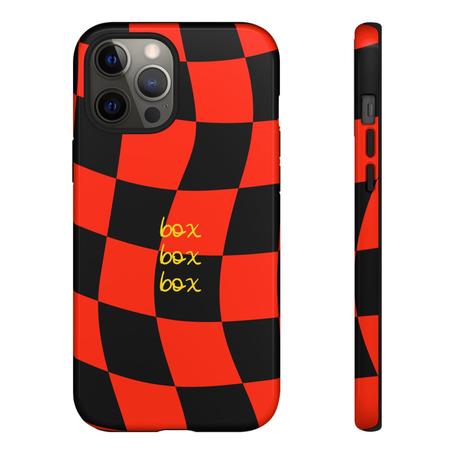 F1 Ferrari Black and Red Checkered Phone Case, Box Box Box F1 Phone Case