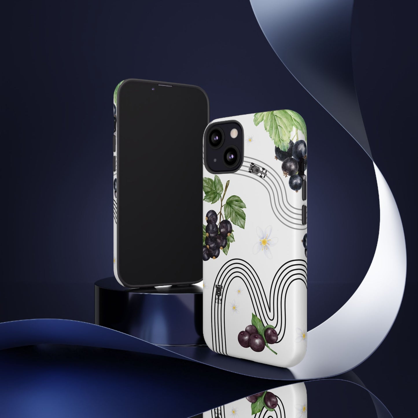 F1 Cadillac and Black Currants Phone Case, Trendy F1 Gift, Formula 1 Gift, Cute Fruit F1 Phone Case, Unique Phone Case
