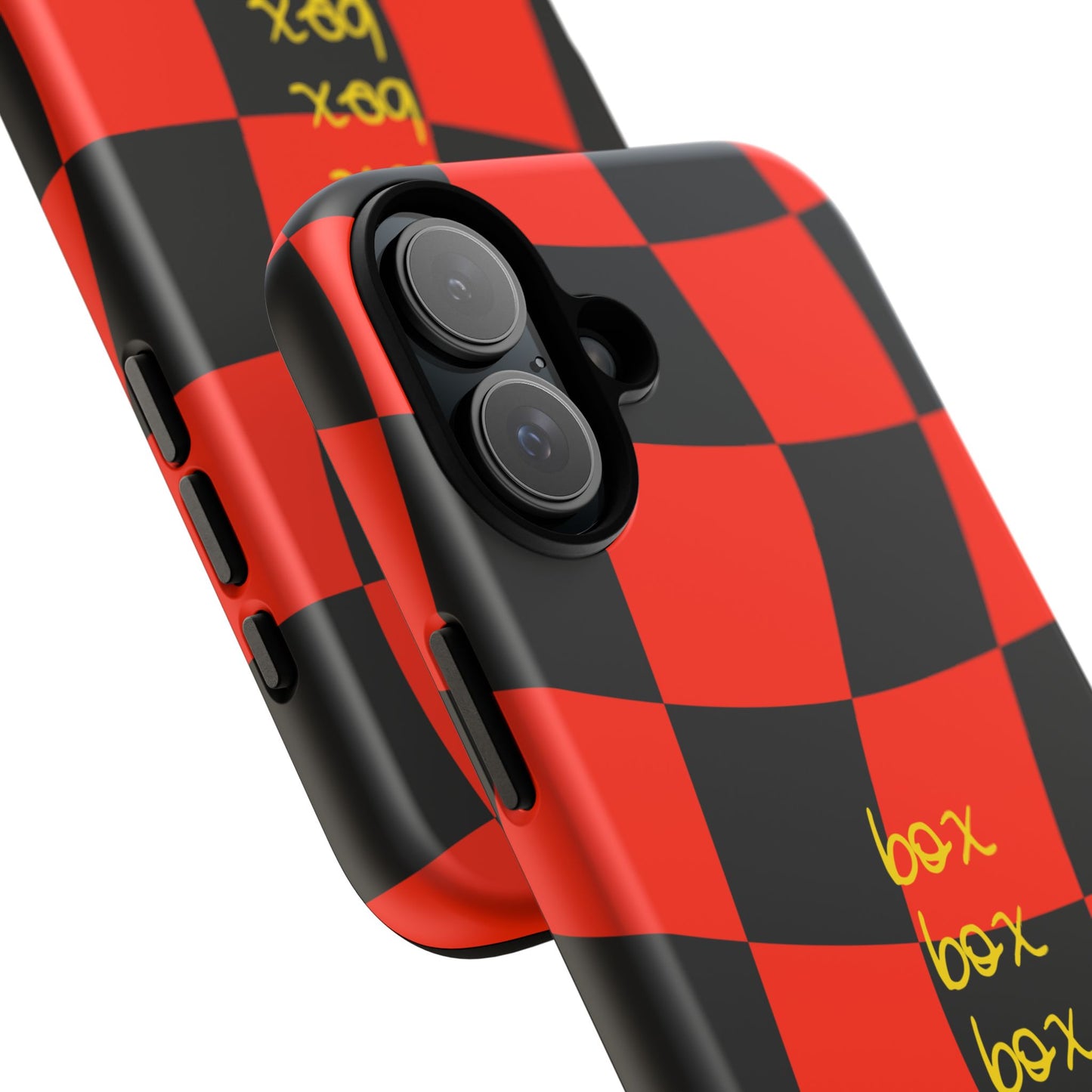 F1 Ferrari Black and Red Checkered Phone Case, Box Box Box F1 Phone Case