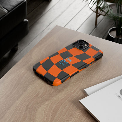 McLaren Orange and Black Checkered F1 Phone Case, Box Box Box F1 Phone Case