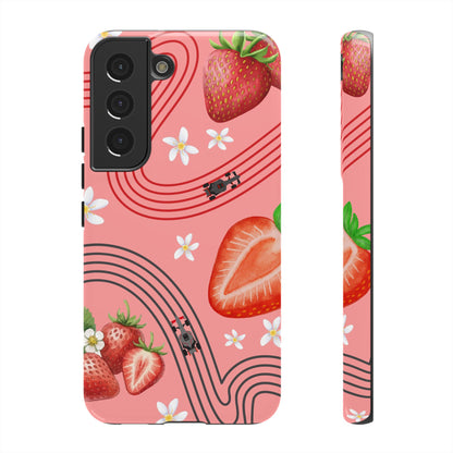 Red F1 Audi and Strawberries Phone Case, Trendy F1 Gift, Formula 1 Gift, Cute Fruit F1 Phone Case, Unique Phone Case
