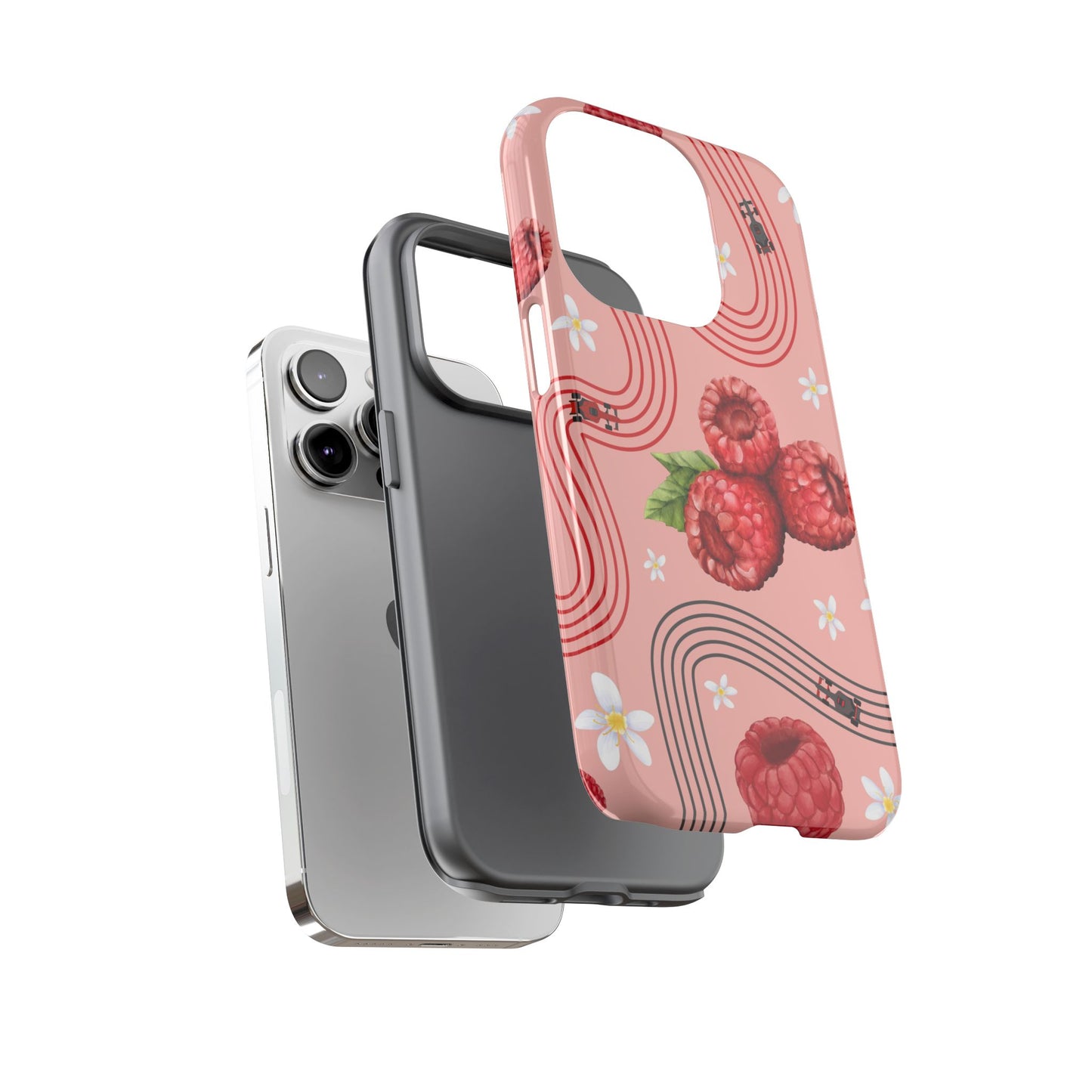 Red F1 Haas and Raspberries Phone Case, Trendy F1 Gift, Formula 1 Gift, Cute Fruit F1 Phone Case, Unique Phone Case