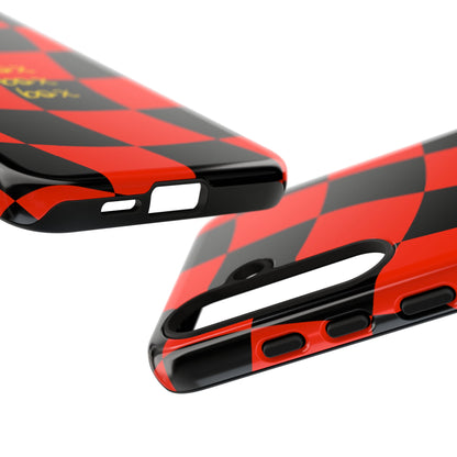 F1 Ferrari Black and Red Checkered Phone Case, Box Box Box F1 Phone Case
