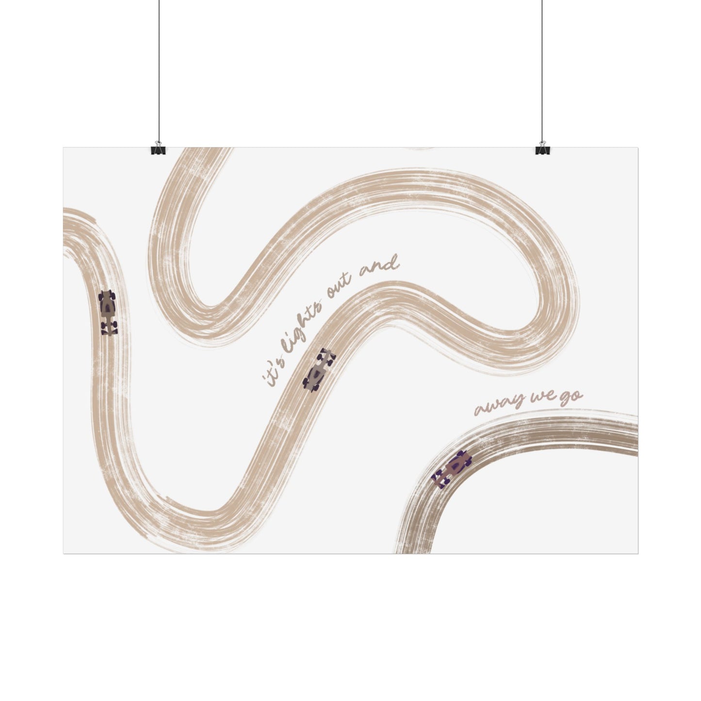 Horizontal Beige F1 Abstract Art Poster | Minimalist F1 Art - EU Sizing (Physical Print)