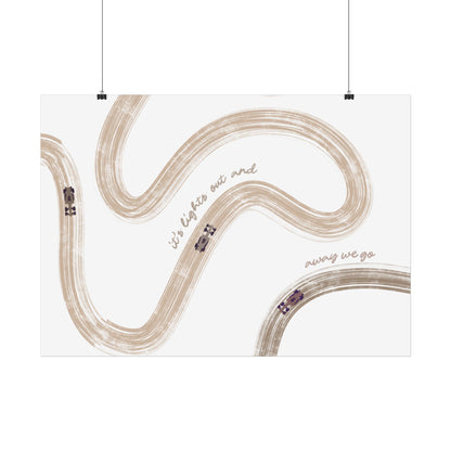 Horizontal Beige F1 Abstract Art Poster | Minimalist F1 Art - EU Sizing (Physical Print)