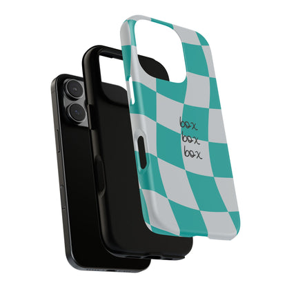 Mercedes Teal and Grey Checkered F1 Phone Case, Box Box Box F1 Phone Case