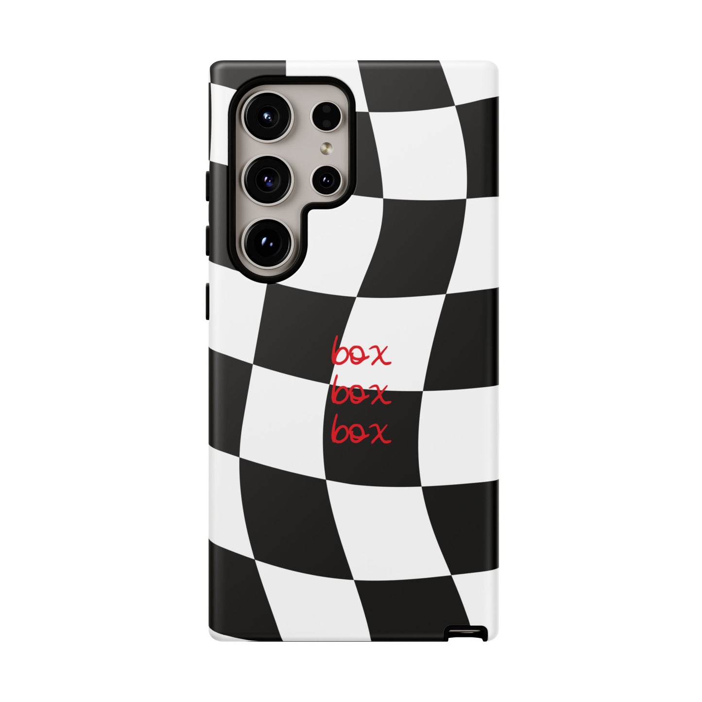 Black and Red Checkered F1 Phone Case, Box Box Box F1 Phone Case