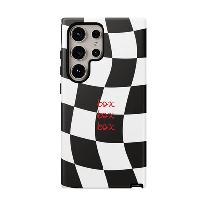 Black and Red Checkered F1 Phone Case, Box Box Box F1 Phone Case