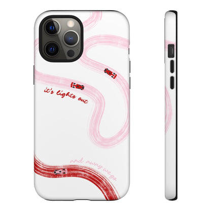 F1 Phone Case Pink and Red Painted "its lights out and away we go", Trendy F1 Gift, Formula 1 Gift, Cute F1 Phone Case, Unique Phone Case
