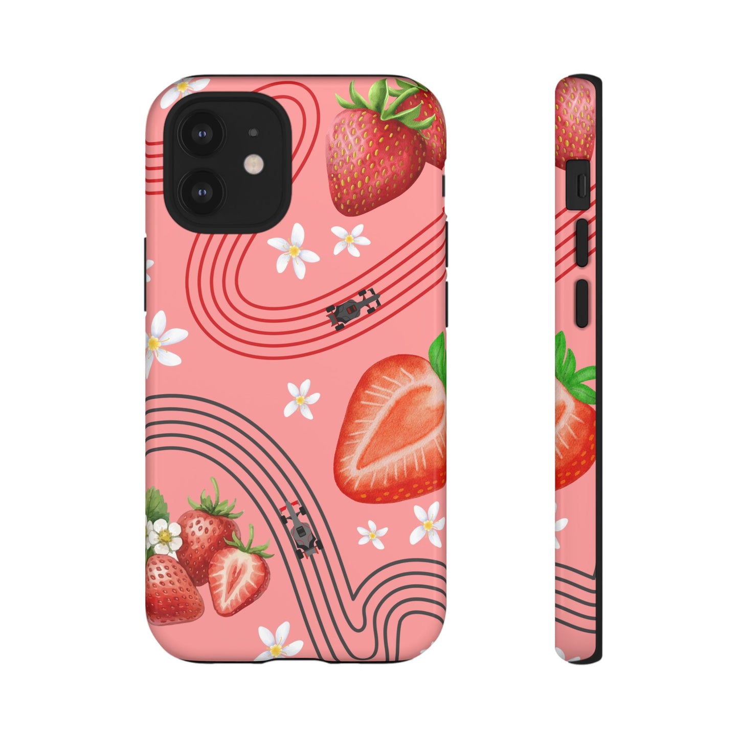 Red F1 Audi and Strawberries Phone Case, Trendy F1 Gift, Formula 1 Gift, Cute Fruit F1 Phone Case, Unique Phone Case